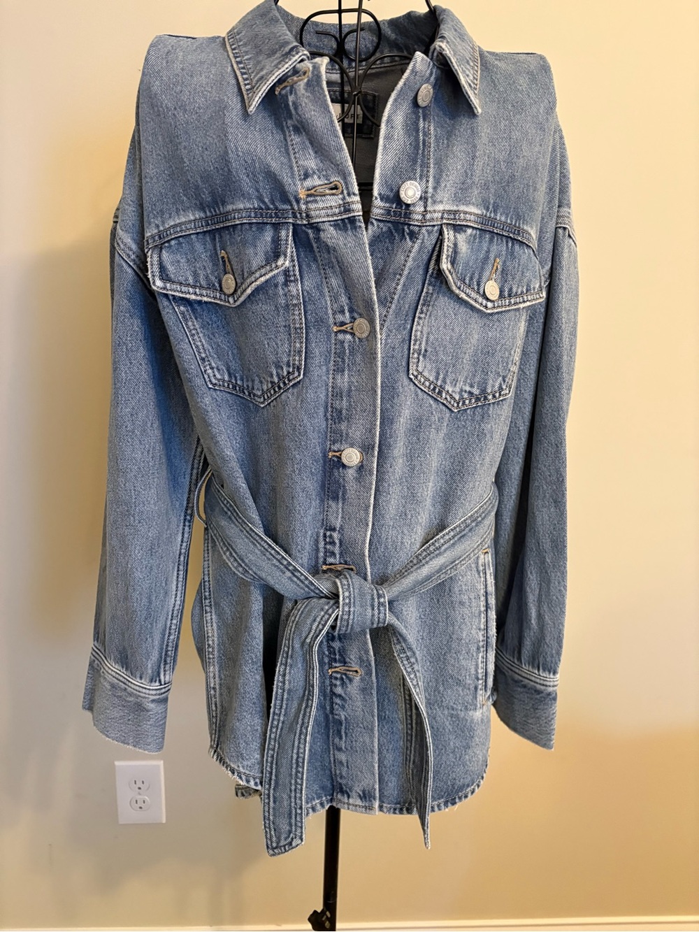 LOFT Light Blue Denim Shacket with Chest Pockets